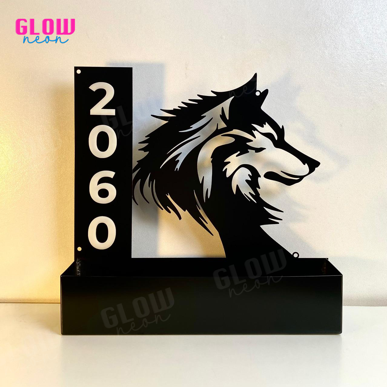 Custom Wolf Succulents Planter House Number Sign