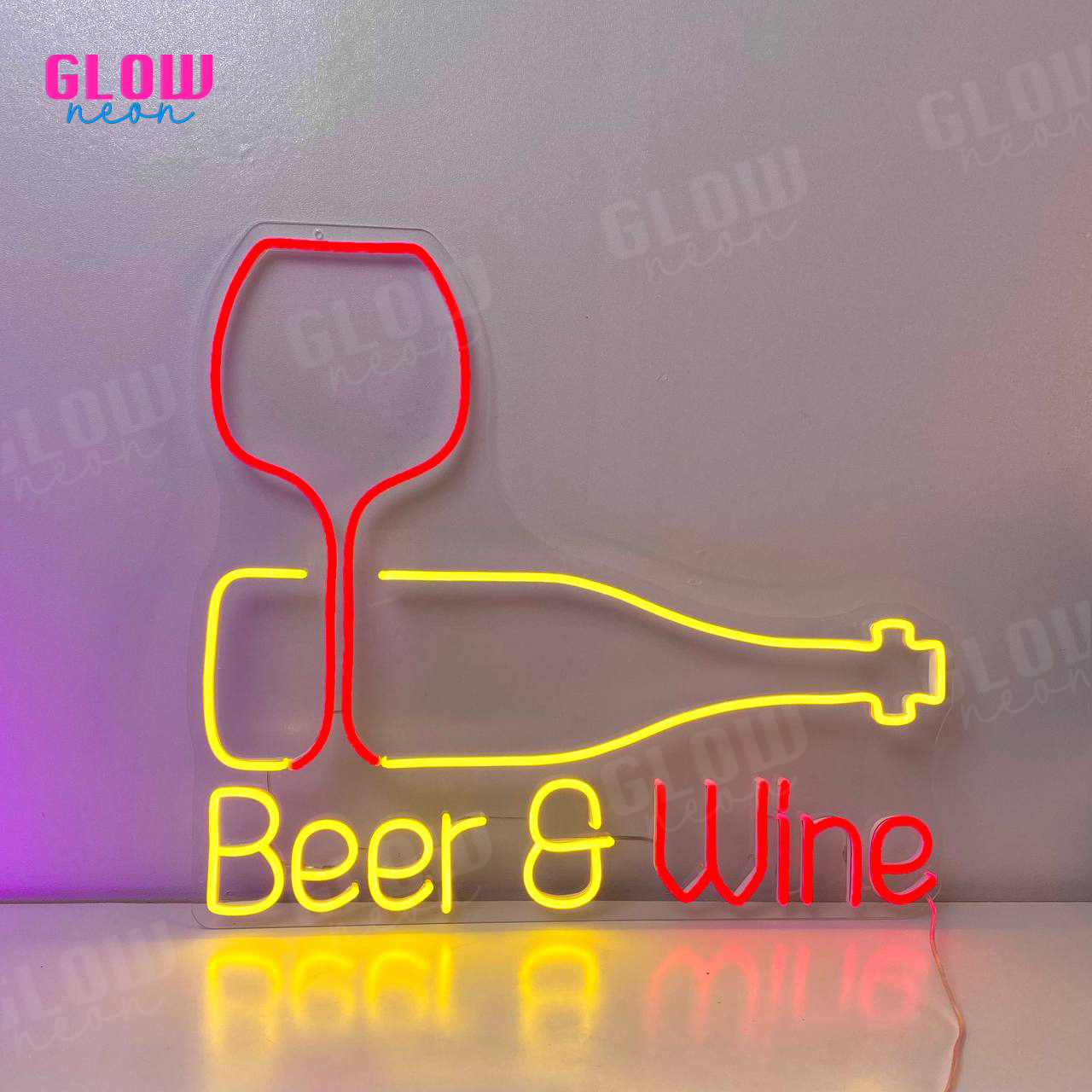 Beer And Wine Neon Sign, Drink Bar Pub Wall Art Light, Wine Beer Liquor Home Wall Decor