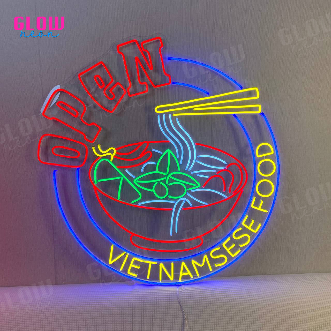 Open Pho Neon Sign, Vietnamese Pho Open Led Light, Kitchen Wall Art, Vietnamese Restaurant Wall Decor