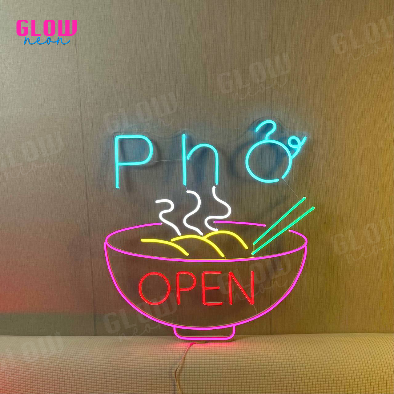 Vietnamese Pho Open Led Sign, Vietnamese Pho Restaurant Decor, Food Wall Art, Pho Lover Gifts