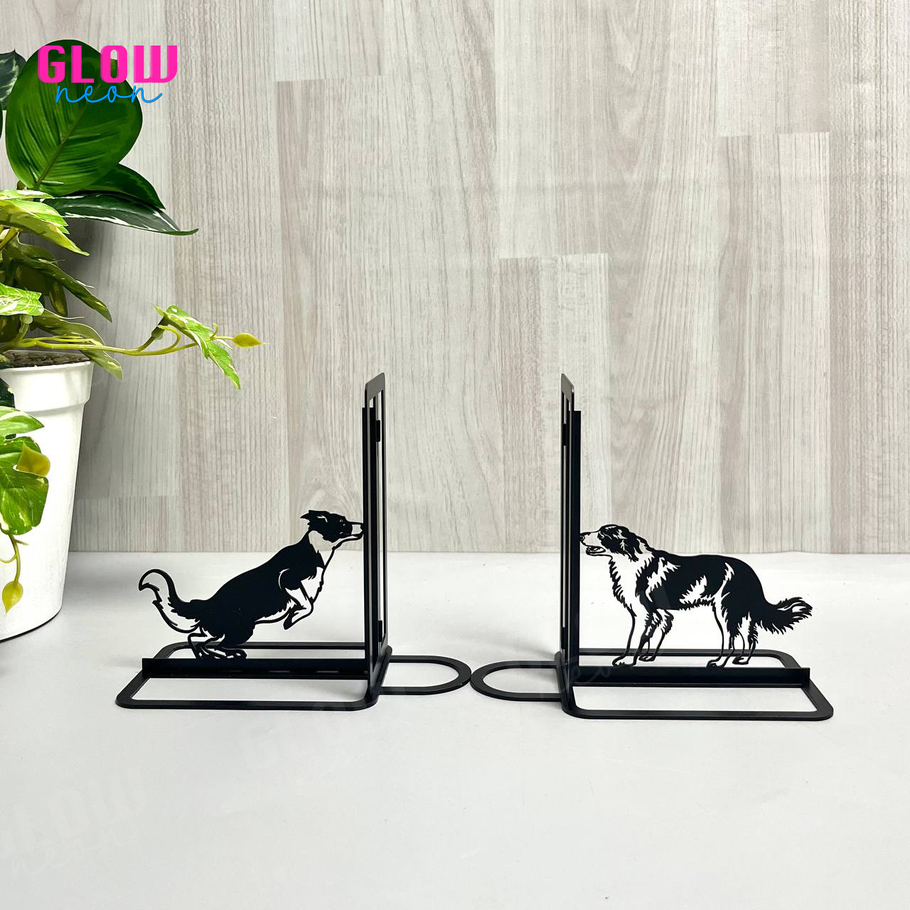 Personalized Border Collie Metal Bookend Dog Name Bookends