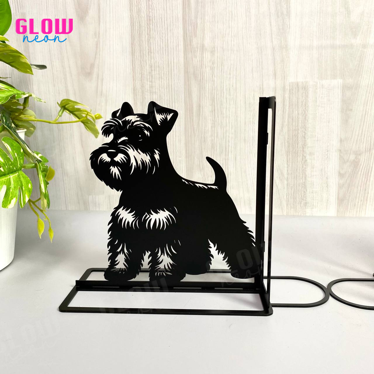 Custom Miniature Schnauzer Metal Bookends